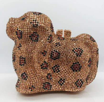 Genuine Crystal Evening Clutch - Elegant Beaded Dinner Bag with Handle
