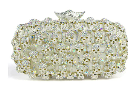 Genuine Crystal-Studded Evening Bag - Elegant Women's Clutch Purse