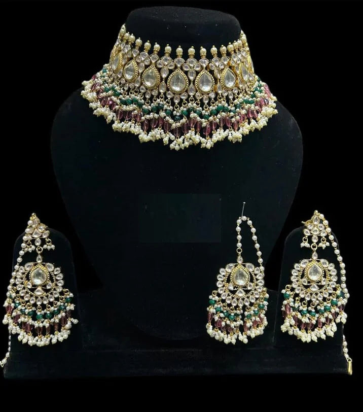 Gold-Plated Multicolor Jewel Set - Necklace & Earrings | Genuine Gemstone Jewelry