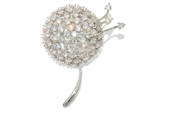 Dandelion Crystal Brooch
