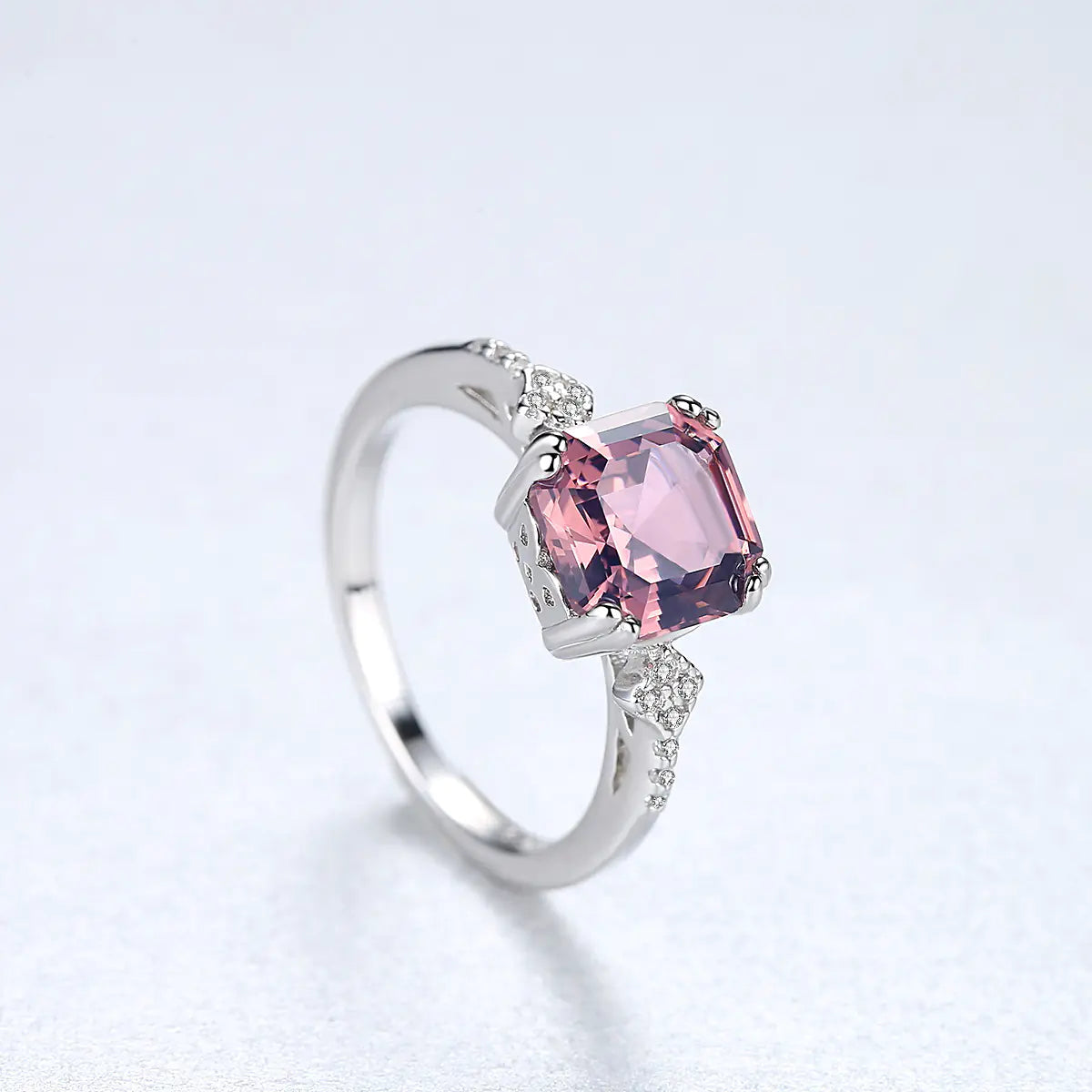 925 Sterling Silver Genuine Morganite Ring - Elegant Pink Gemstone Statement Piece