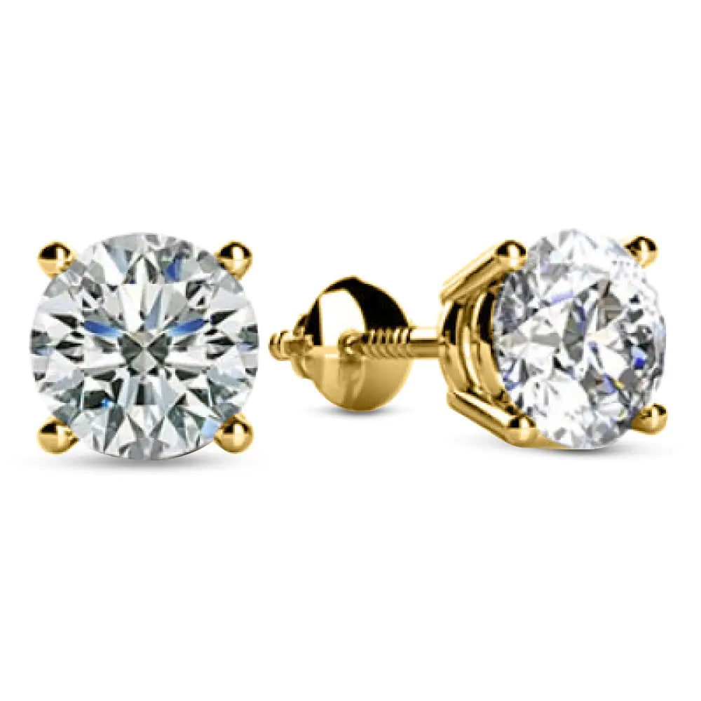 Natural Diamond Stud Earrings - 1/4 Carat 14K Yellow Gold | I-J Color I1 Clarity