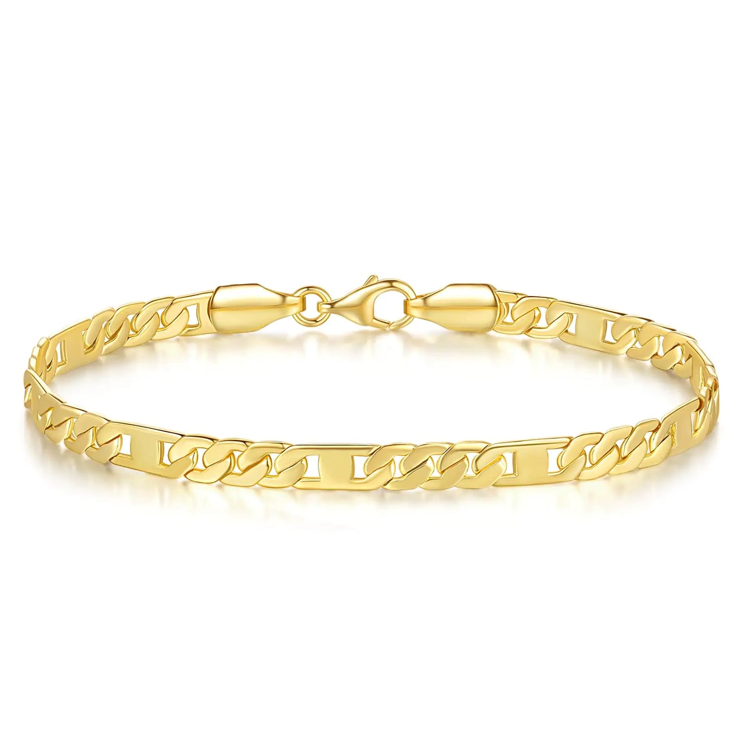14K Gold Figaro Chain Bracelet - Non-Tarnish Stackable Bracelet 6.5 Inch | Men's Women's