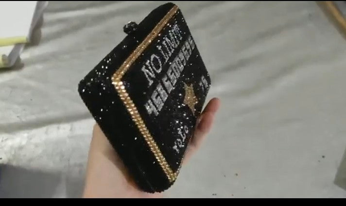 FGG Clutch Bag - European American Dinner Style Rhinestone Evening Bag | Black