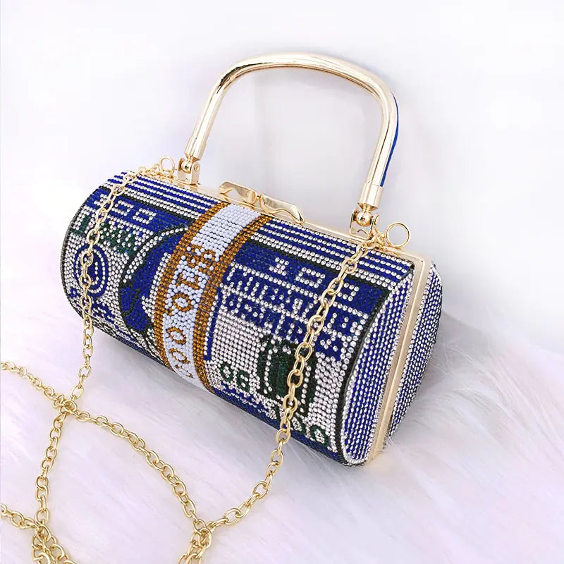 Luxury Crystal Dollar Design Evening Clutch - Money USD Bag | Multiple Colors
