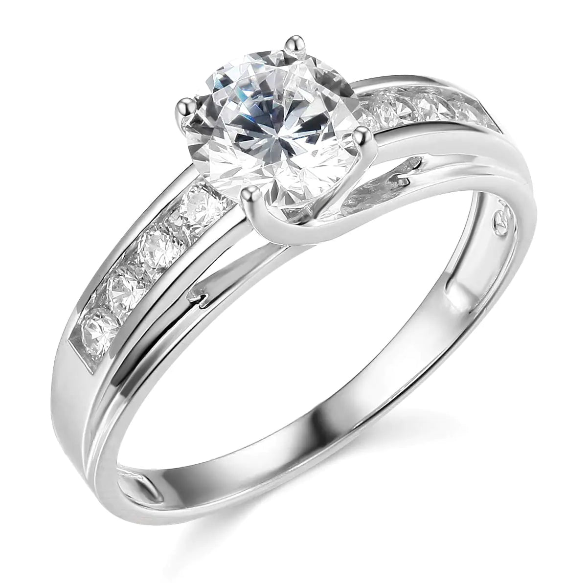 14K White Gold Moissanite Engagement Ring - Size 9 | 14k Solid White Gold