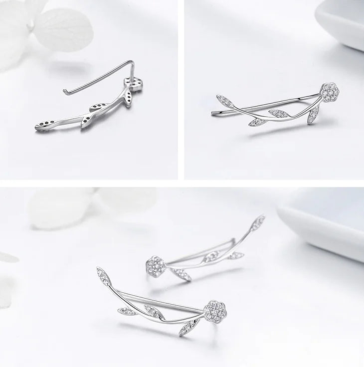 Sterling Silver Leaf Stud Earrings