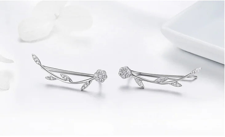 Sterling Silver Leaf Stud Earrings