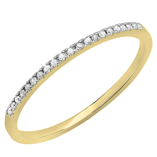 10K Solid Yellow Gold Diamond Wedding Band - 0.08 Cttw Stackable Ring Size 7.5