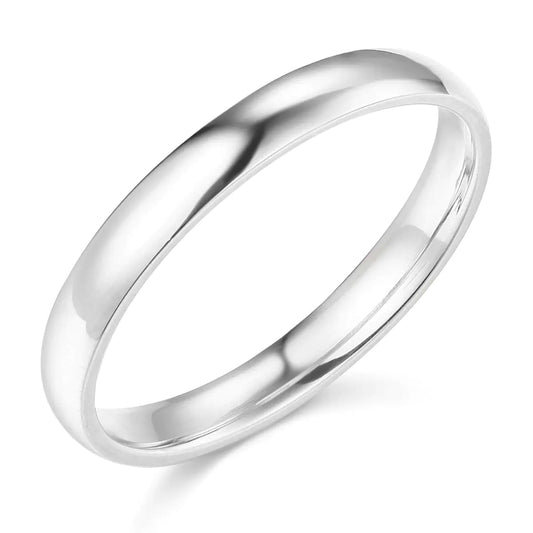 14K White Gold Wedding Band - 3mm Solid Plain Ring Size 10 | Men's Women's
