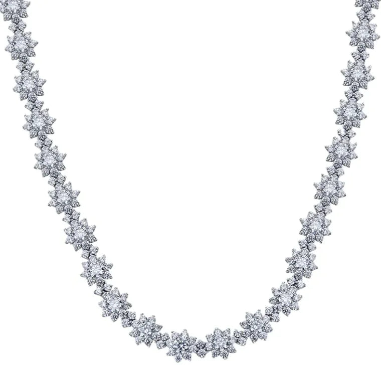 925 Solid Sterling Silver Sunflower Necklace - Genuine Diamond Floral Pendant