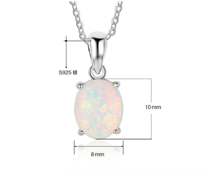 Opal Crystal Necklace - 925 Sterling Silver 50cm | Bohemian Style Jewelry