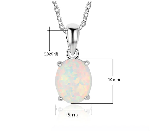 Opal Crystal Necklace - 925 Sterling Silver 50cm | Bohemian Style Jewelry