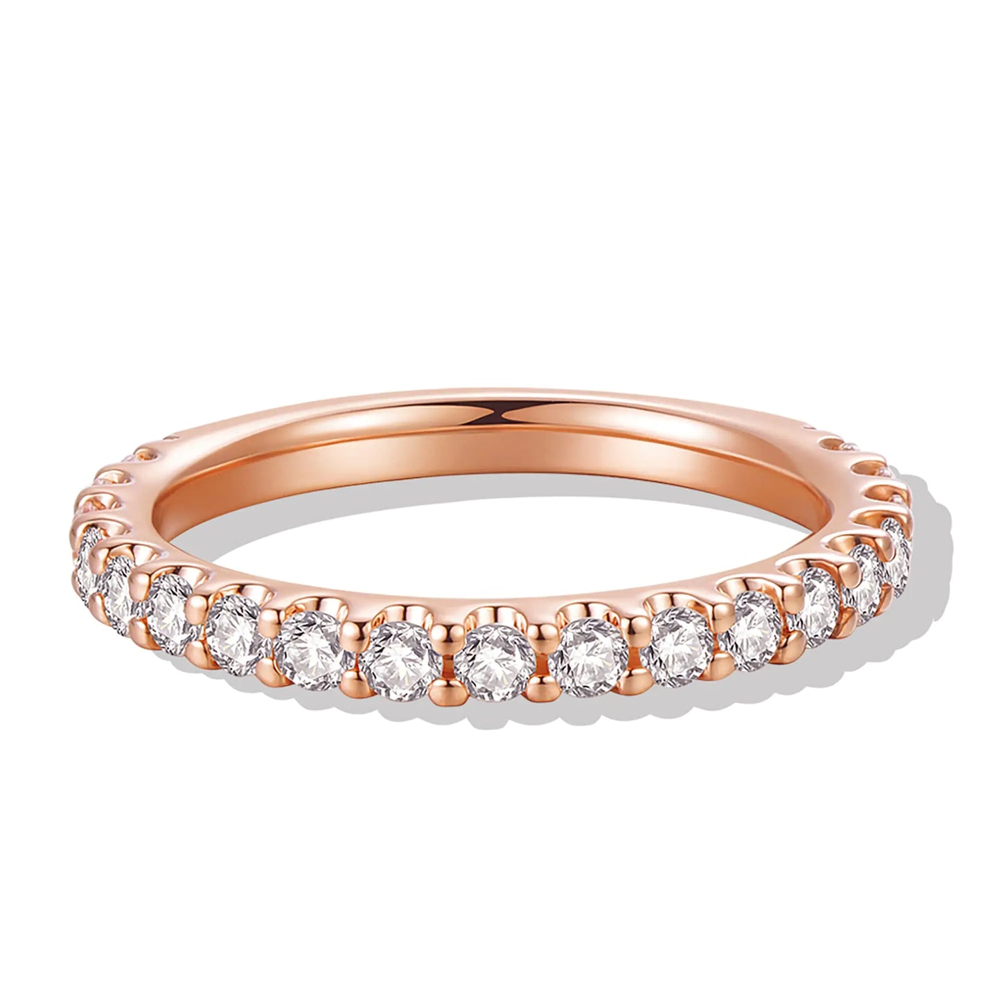 14K Rose Gold Moissanite Eternity Wedding Band - Size 7 | 2.5mm Women's Ring
