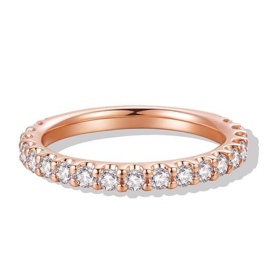 14K Rose Gold Moissanite Eternity Wedding Band - Size 7 | 2.5mm Women's Ring
