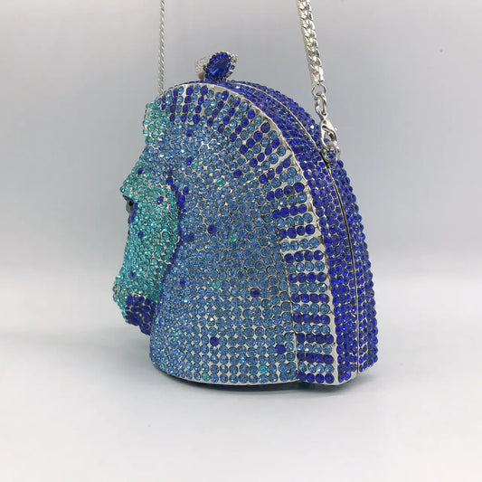 Genuine Diamond Horse Head Evening Bag - Luxury Equestrian Dinner Clutch