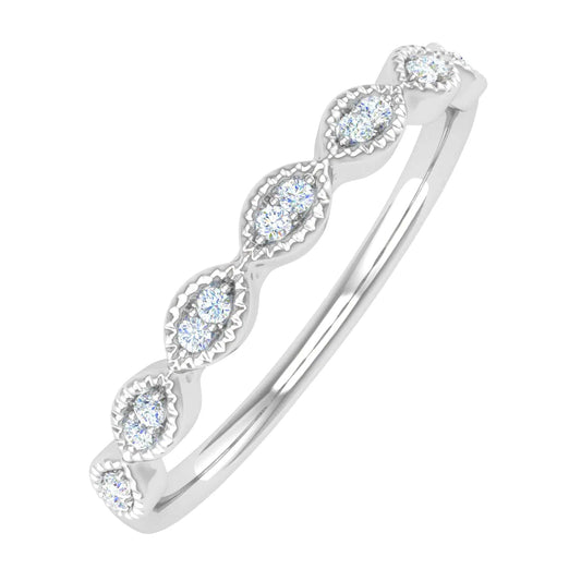 10K Solid White Gold Diamond Wedding Band - 0.04ct Anniversary Ring Size 5