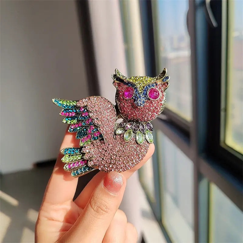 Sparkling Rhinestone Bird & Dove Brooch - Elegant Animal Jewelry Pin