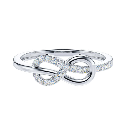 Solid 14K White Gold Infinity Love Knot Ring - Simulated Diamond Promise Ring for Women | Size 8.5