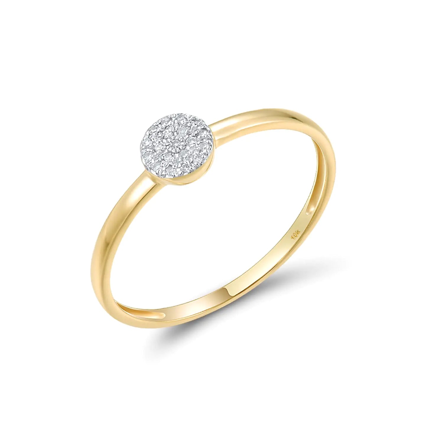 Solid 10K Yellow Gold Genuine Diamond Ring - Delicate Round Cut Solitaire for Women