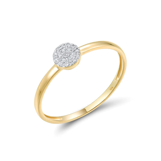 Solid 10K Yellow Gold Genuine Diamond Ring - Delicate Round Cut Solitaire for Women