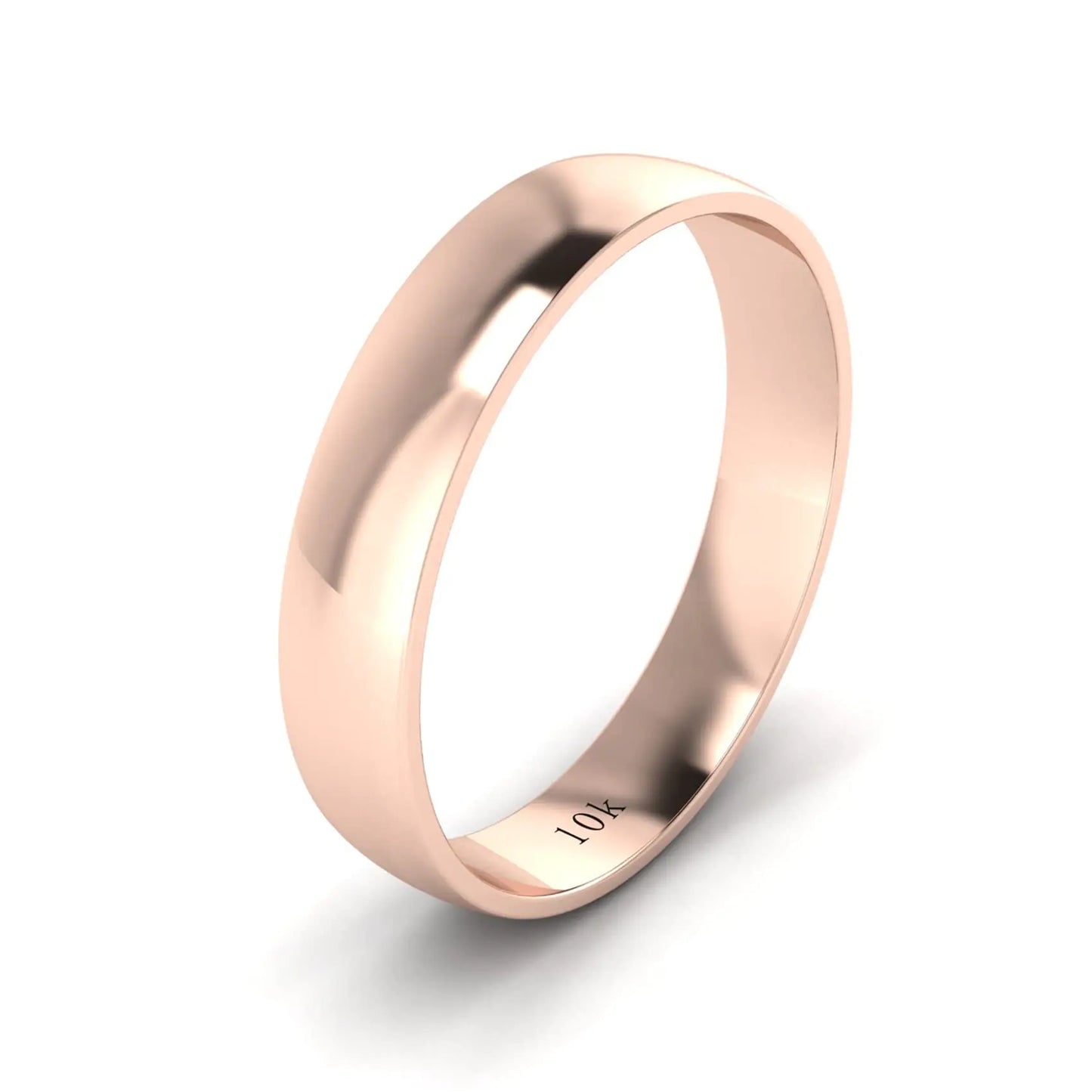 Solid 10K Rose Gold Wedding Band - 4mm Comfort Fit Traditional Polished Ring | Unisex Size 12.5