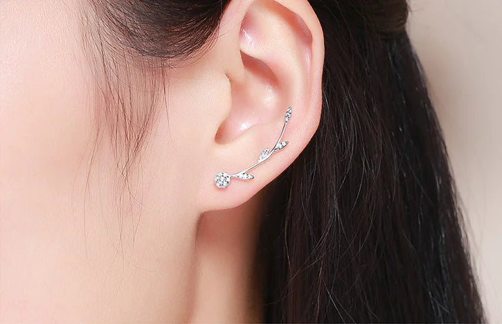 Sterling Silver Leaf Stud Earrings