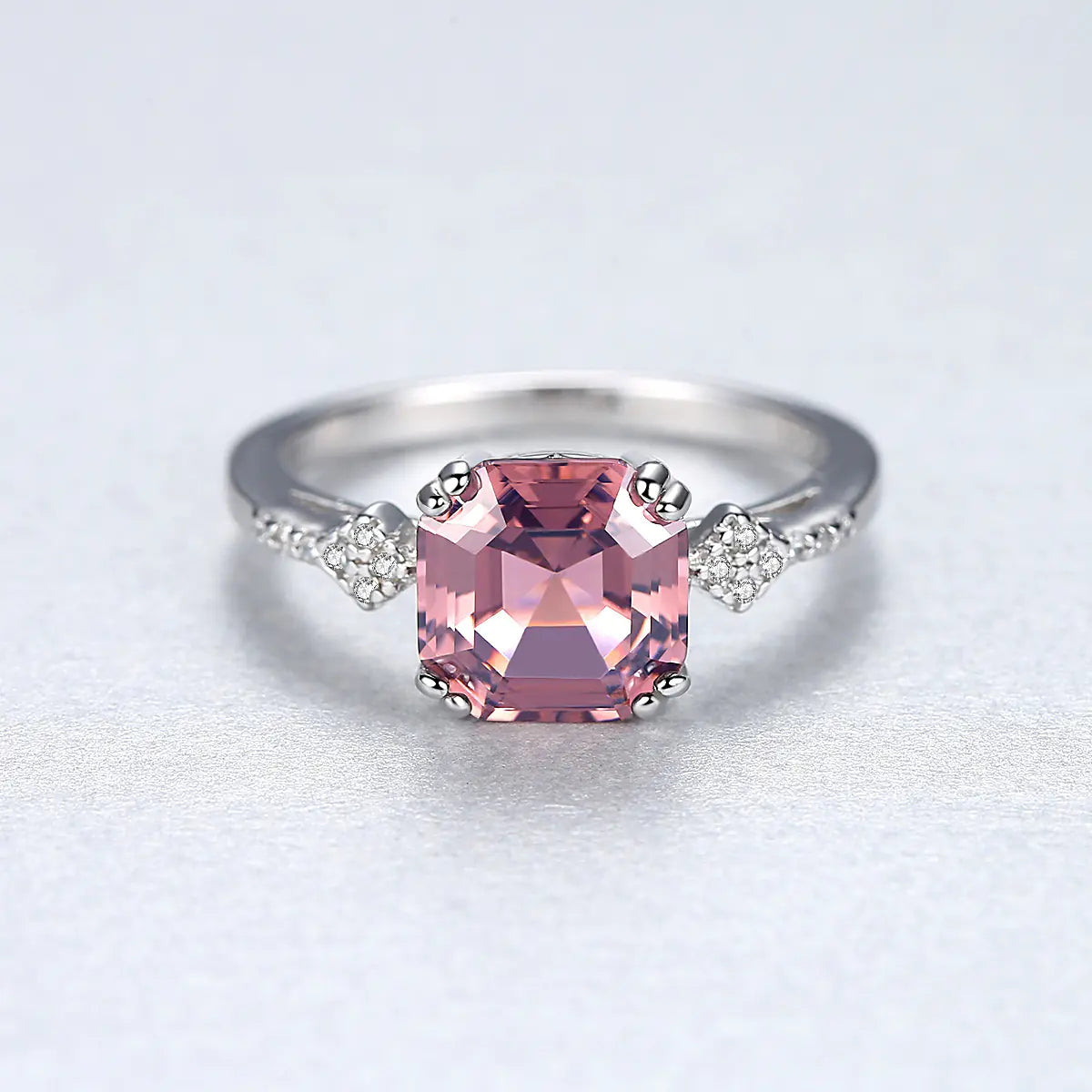 925 Sterling Silver Genuine Morganite Ring - Elegant Pink Gemstone Statement Piece