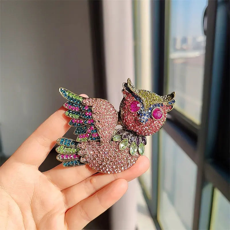 Sparkling Rhinestone Bird & Dove Brooch - Elegant Animal Jewelry Pin