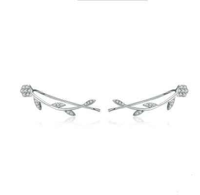 Sterling Silver Leaf Stud Earrings