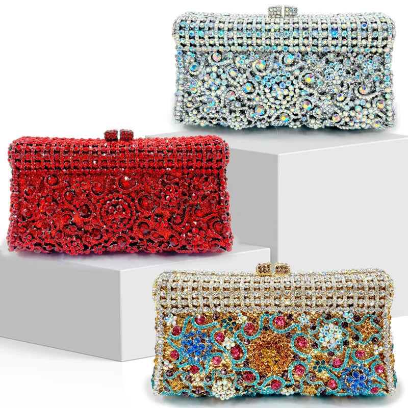 Handmade Crystal Evening Clutch Bag - Elegant Party Purse for Women | 17 Inch