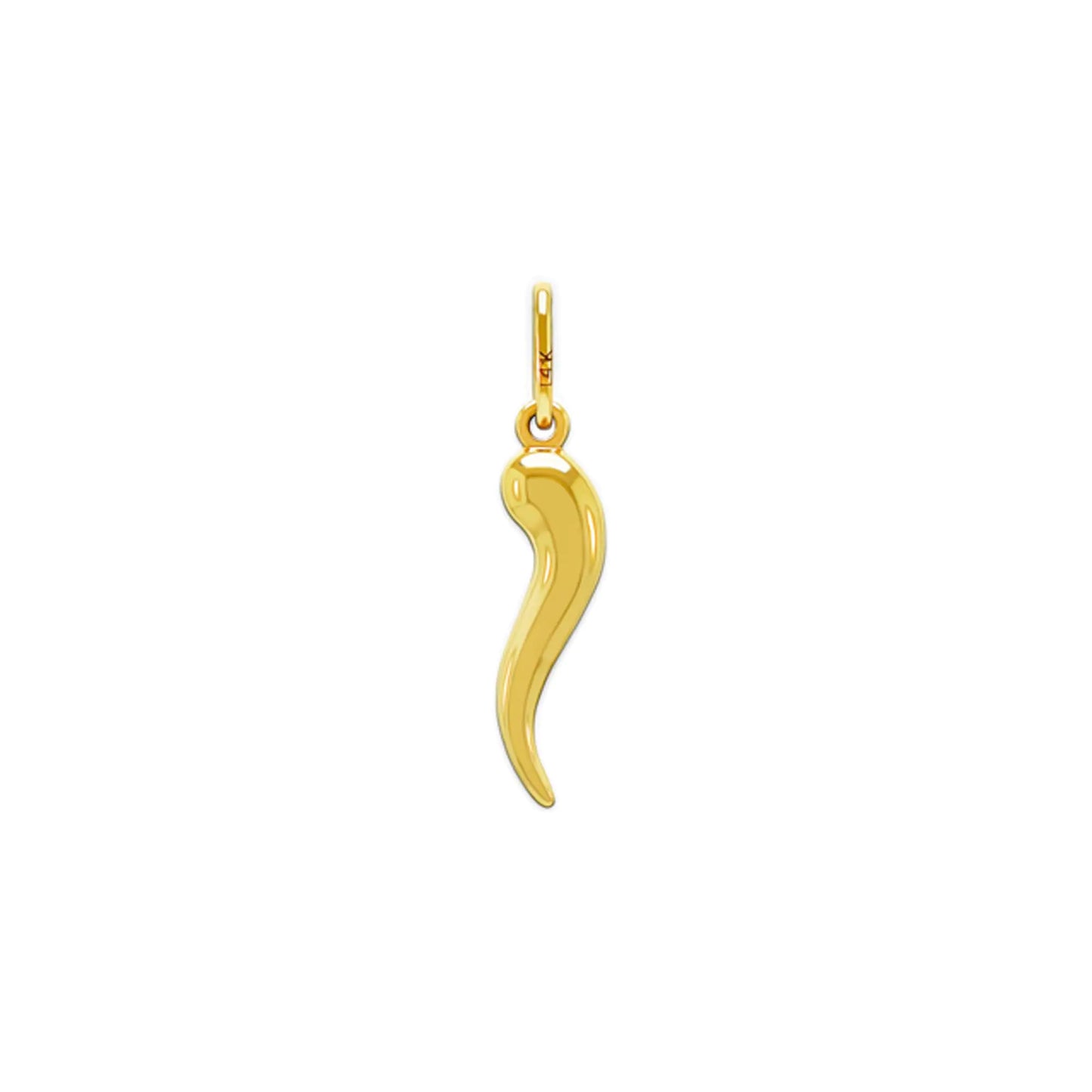 Italian Horn Charm - 10K/14K Solid Gold Cornicello Dangle Pendant | Good Luck Symbol