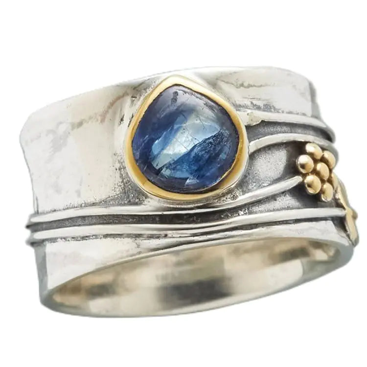 925 Sterling Silver Blue Moonstone Ring - Vintage Waterdrop Engagement Ring Size 7