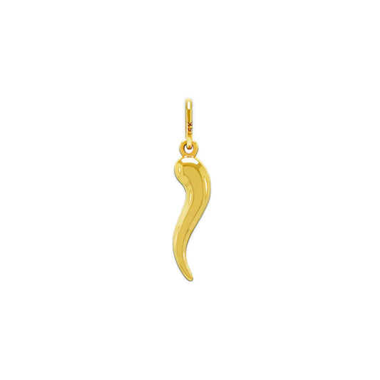Italian Horn Charm - 10K/14K Solid Gold Cornicello Dangle Pendant | Good Luck Symbol