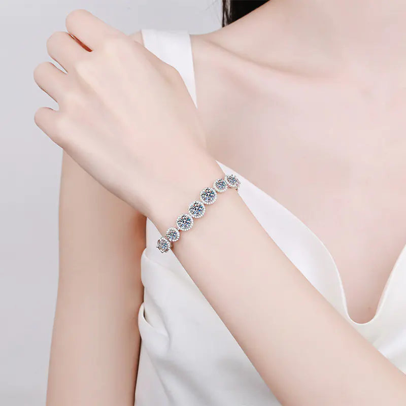 Sterling Silver Moissanite Starry Bracelet - 925 Silver Celestial Design | Women's Jewelry