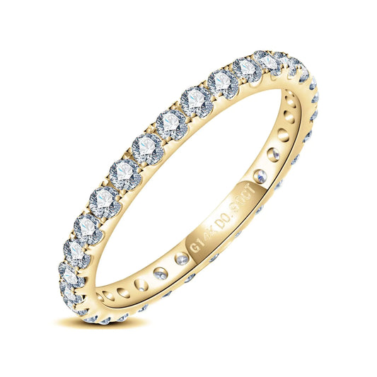 14K Yellow Gold Moissanite Eternity Band - 1ct Lab Grown Diamond Ring