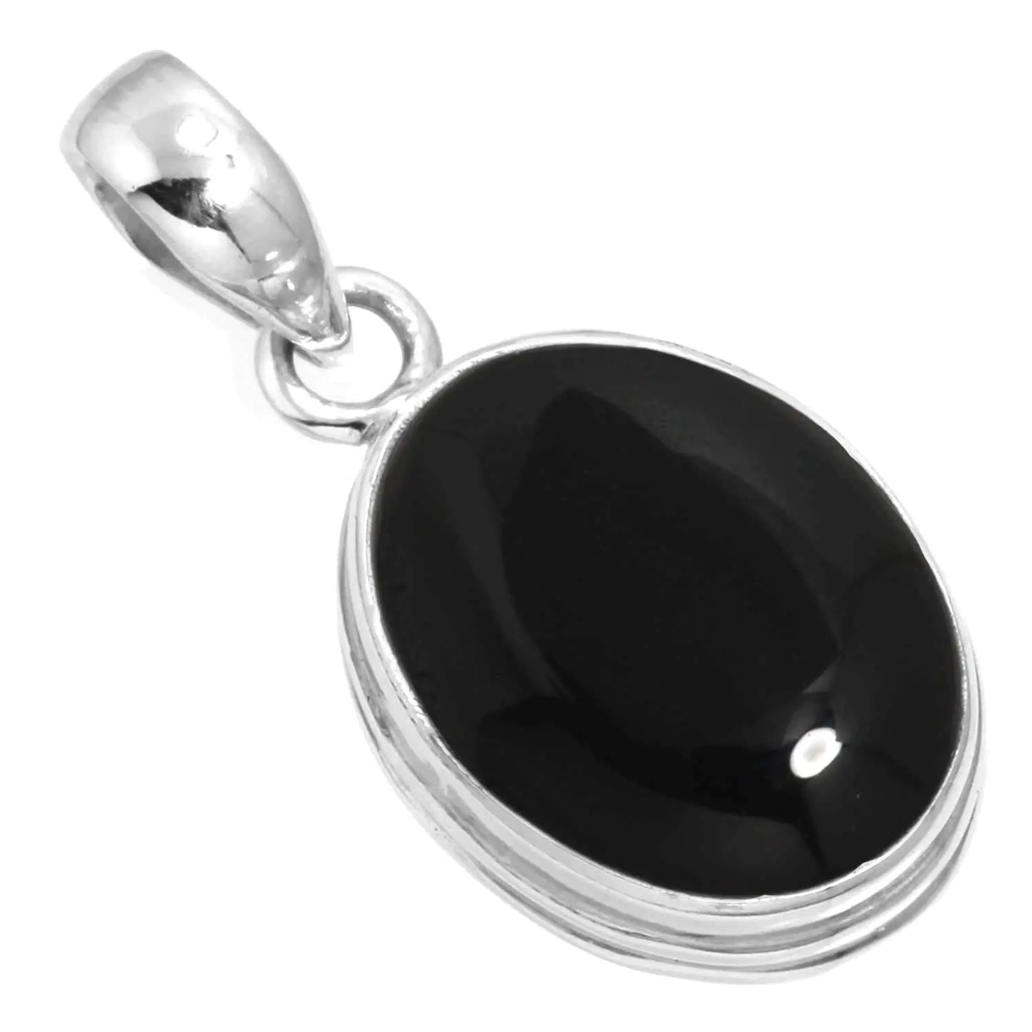 Genuine Black Onyx Pendant Necklace - Solid 925 Sterling Silver Vintage Gemstone Jewelry for Women