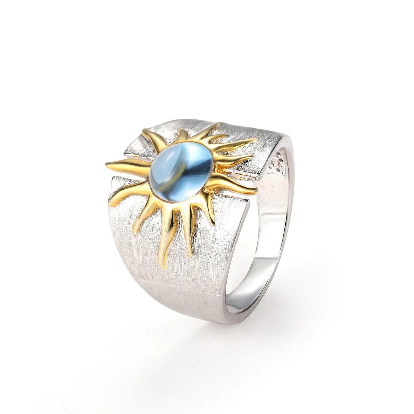 Natural Topaz Amethyst Ring - 925 Sterling Silver | Geometric Design Sizes 5-10