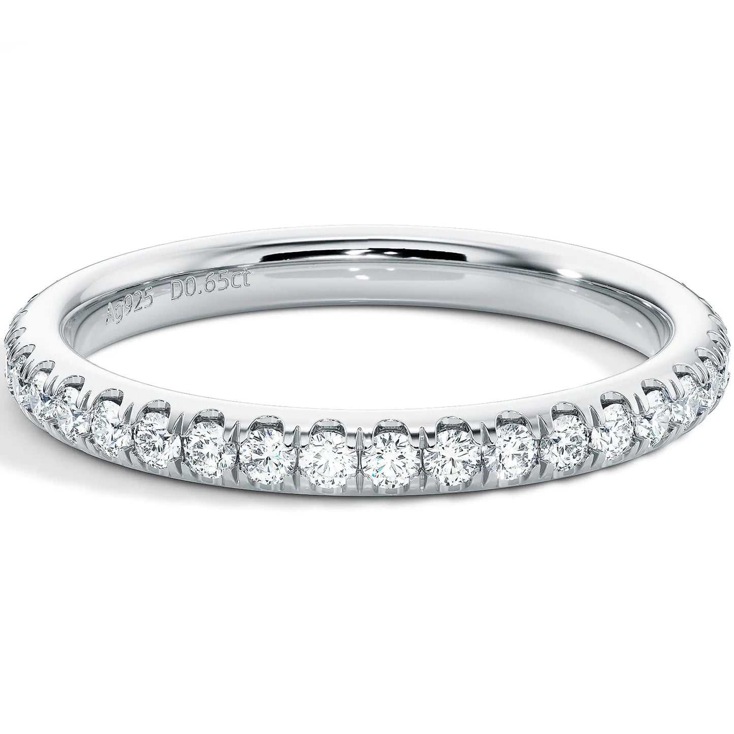 Moissanite Half Eternity Wedding Band - 14K White Gold Filled | D Color VVS1 Clarity