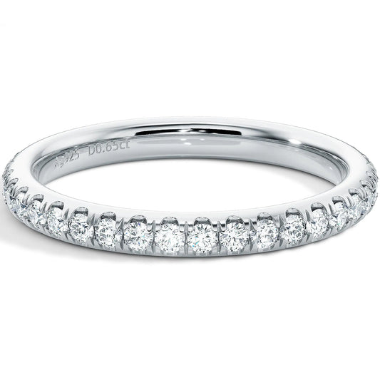 Moissanite Half Eternity Wedding Band - 14K White Gold Filled | D Color VVS1 Clarity