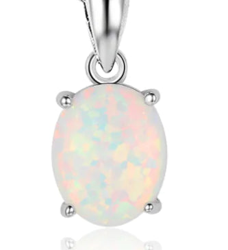 Opal Crystal Necklace - 925 Sterling Silver 50cm | Bohemian Style Jewelry