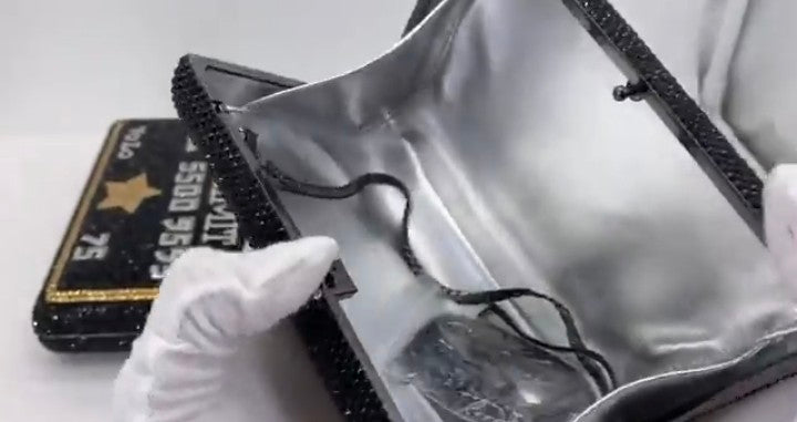 FGG Clutch Bag - European American Dinner Style Rhinestone Evening Bag | Black