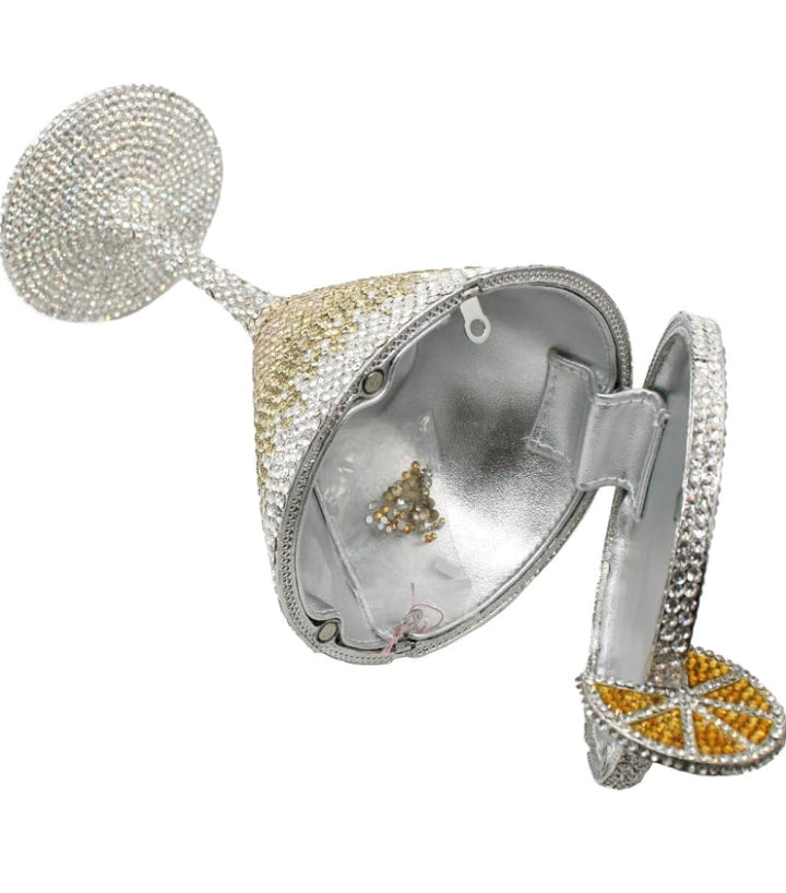 Goblet Rhinestone Evening Bag - Cocktail Cup Diamond Clutch for Women | Wedding Party Purse