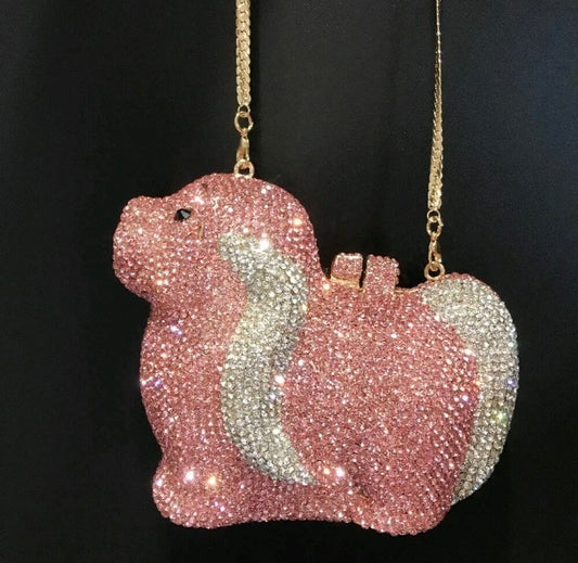 Genuine Crystal Evening Clutch - Elegant Beaded Dinner Bag with Handle