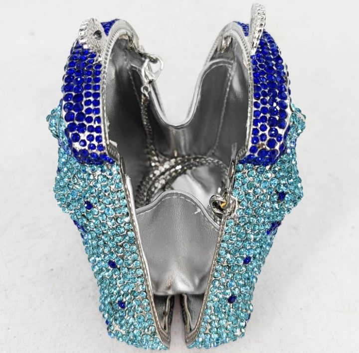 Genuine Crystal Horse Head Evening Bag - Luxury Equestrian Dinner Clutch