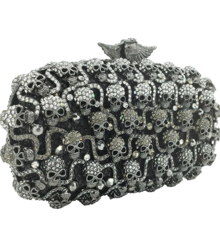 Genuine Crystal-Studded Evening Bag - Elegant Women's Clutch Purse