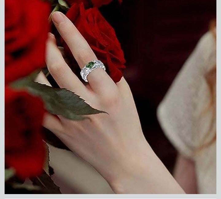 Genuine Moss Agate Fidget Ring - Solid 925 Sterling Silver Anti-Stress Ring for Women Size 6