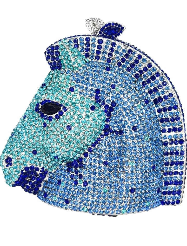 Genuine Crystal Horse Head Evening Bag - Luxury Equestrian Dinner Clutch