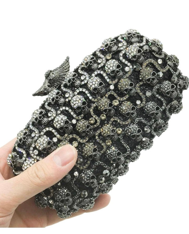 Genuine Crystal-Studded Evening Bag - Elegant Women's Clutch Purse