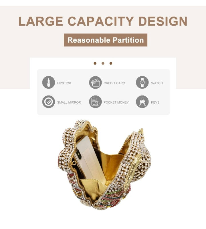 Women's Cutout Crystal Diamond Evening Fashion Bag